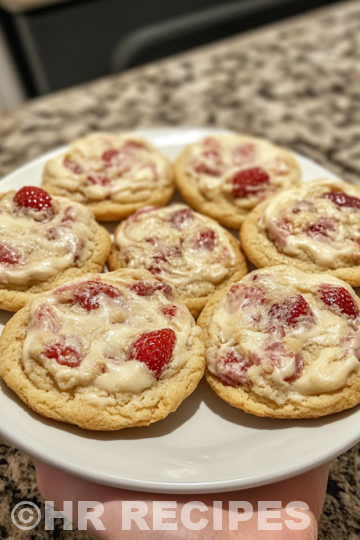 Strawberry Cheesecake Cookies taken with iphone 15 pro max --iw 2 --ar 4:5 --v 6.1 --raw