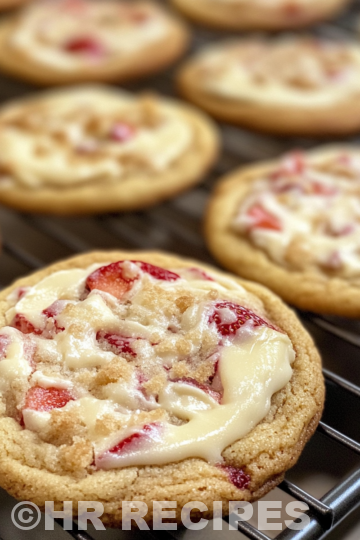 Strawberry Cheesecake Cookies taken with iphone 15 pro max --iw 2 --ar 4:5 --v 6.1 --raw