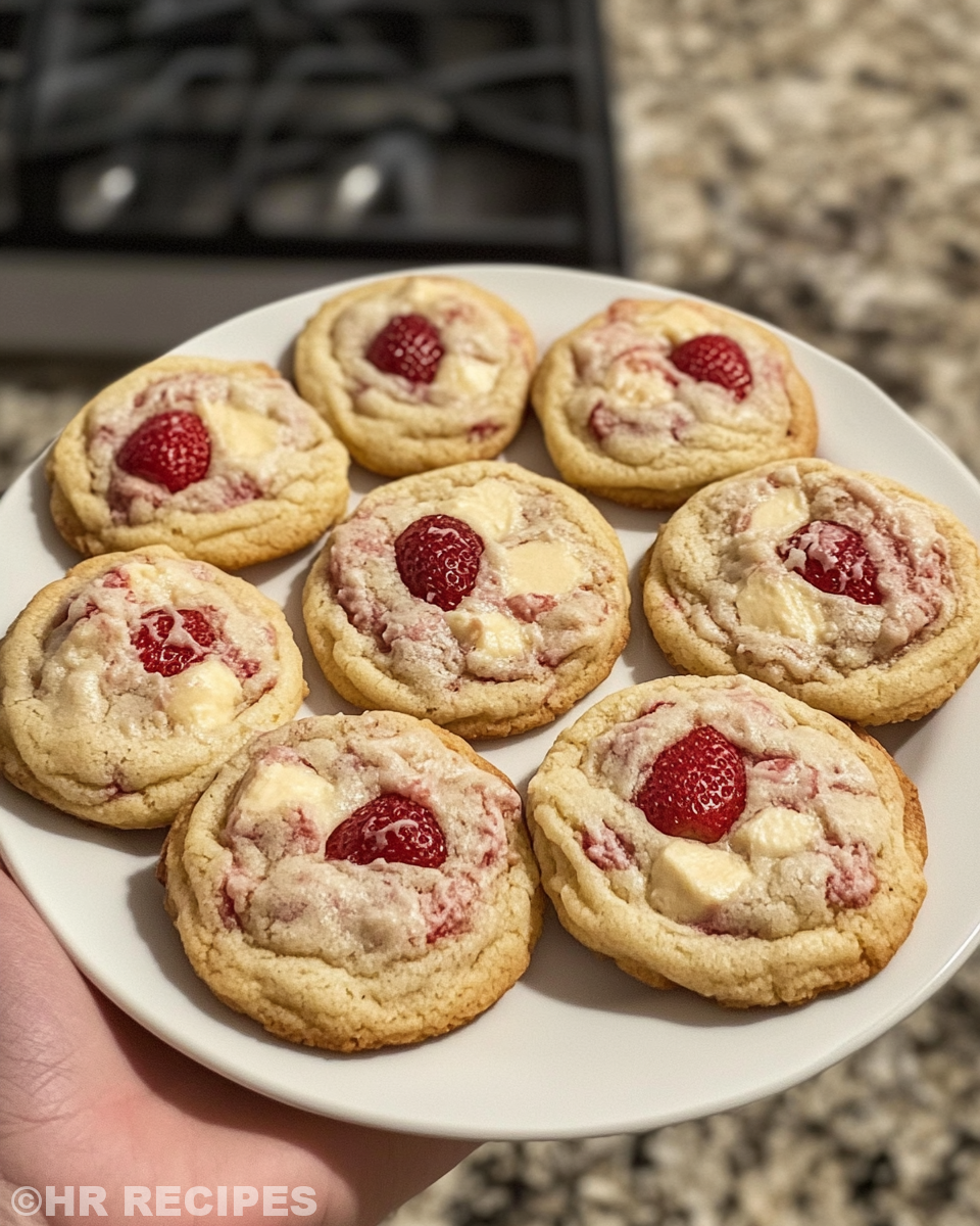 Ingredients prepared for strawberry cheesecake cookies in bowls and measuring cups