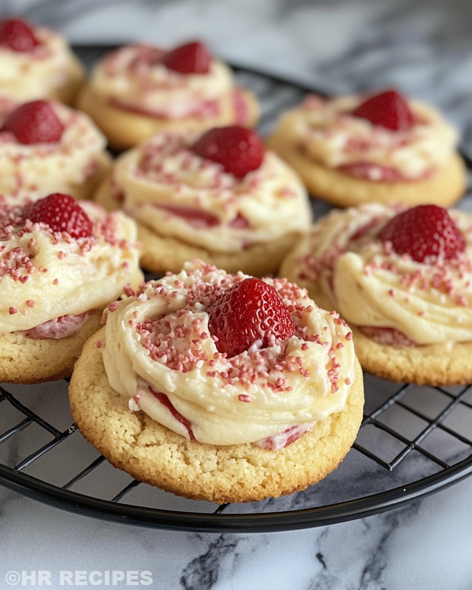Ingredients for strawberry cheesecake cookies including cream cheese and cake mix