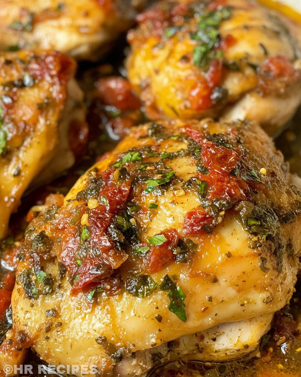 Sun dried tomato and garlic aroma in crockpot chicken cooking