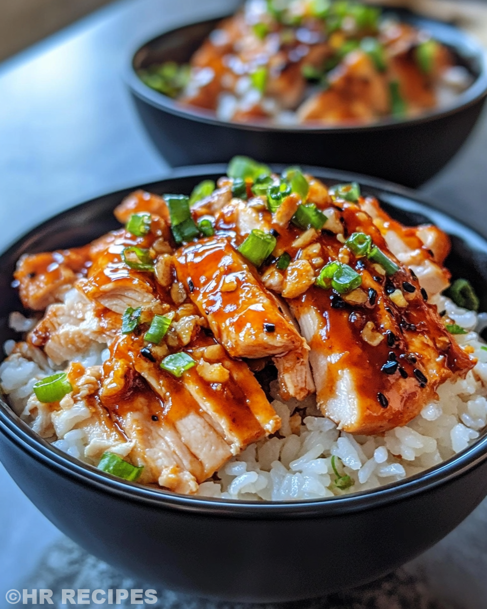 Sweet chili chicken rice bowls as dinner almost ready