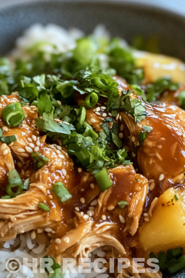 Sweet Hawaiian Crockpot Chicken taken with iphone 15 pro max --iw 2 --ar 4:5 --v 6.1 --raw