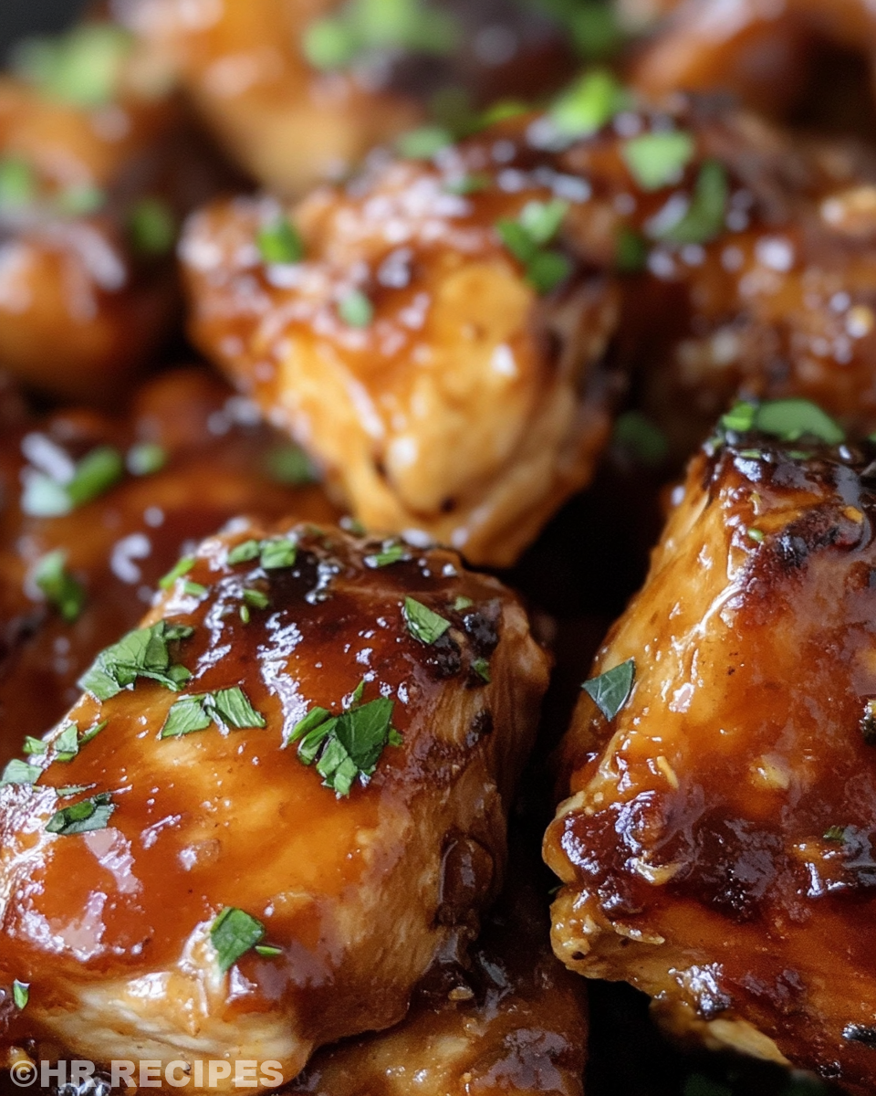 Serving suggestion of finished sweet Hawaiian crockpot chicken with garnish