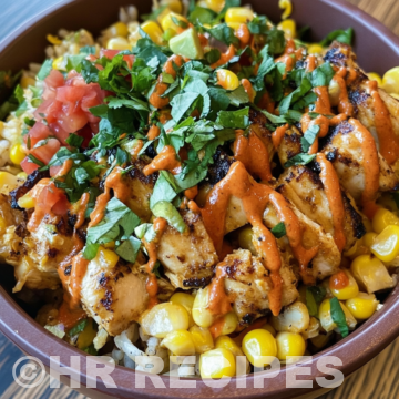 Tasty Street Corn Chicken Bowl taken with iphone 15 pro max --iw 2 --ar 4:5 --v 6.1 --raw
