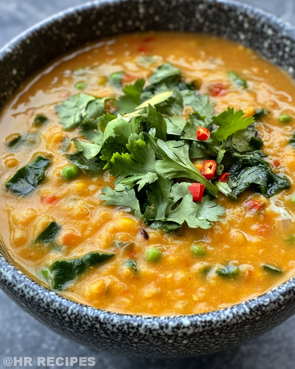 Ingredients and preparation steps for Thai coconut red lentil soup
