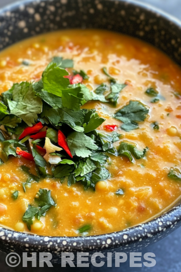 Thai Coconut Red Lentil Soup taken with iphone 15 pro max --iw 2 --ar 4:5 --v 6.1 --raw