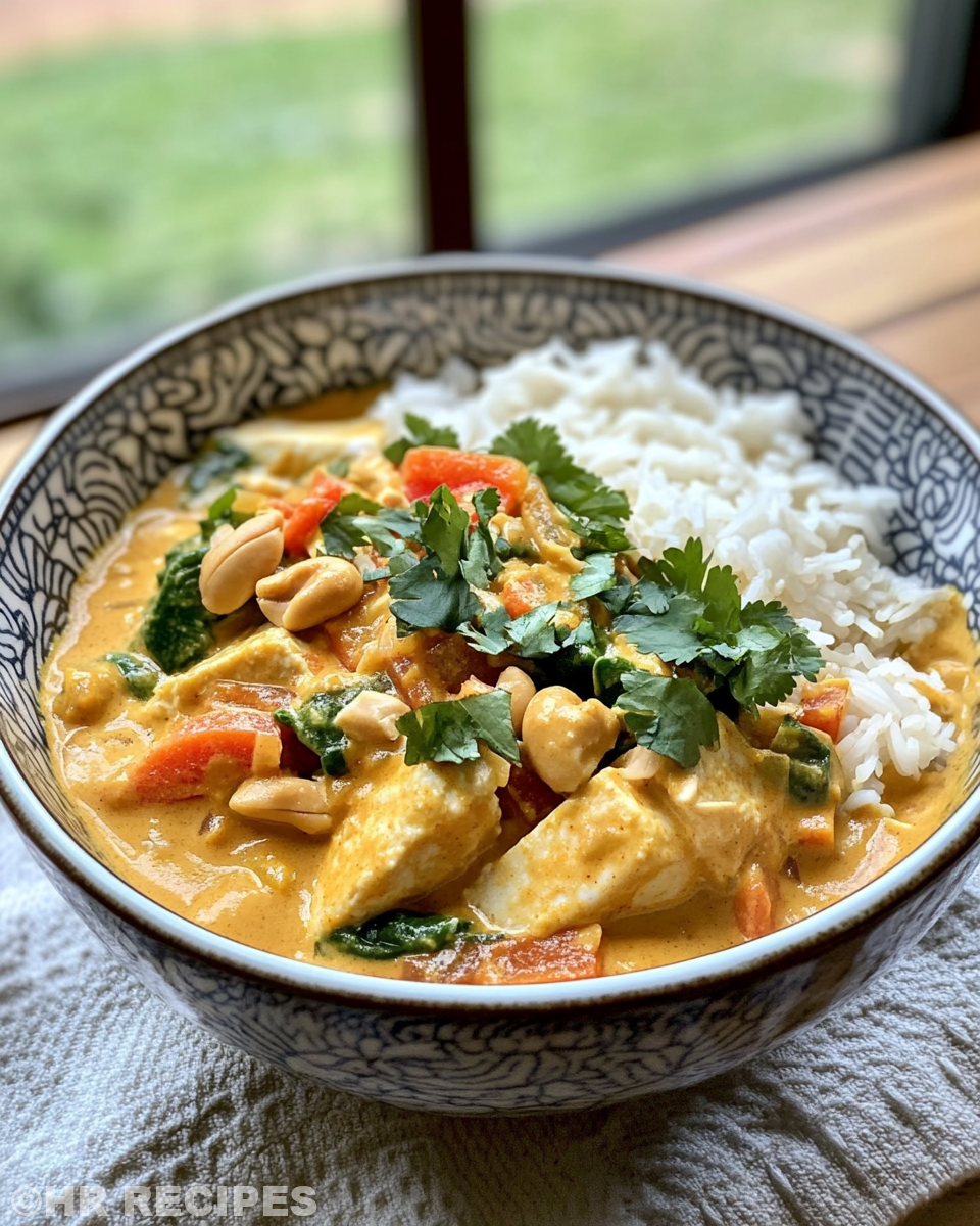 Steaming Thai peanut curry dish in pressure cooker