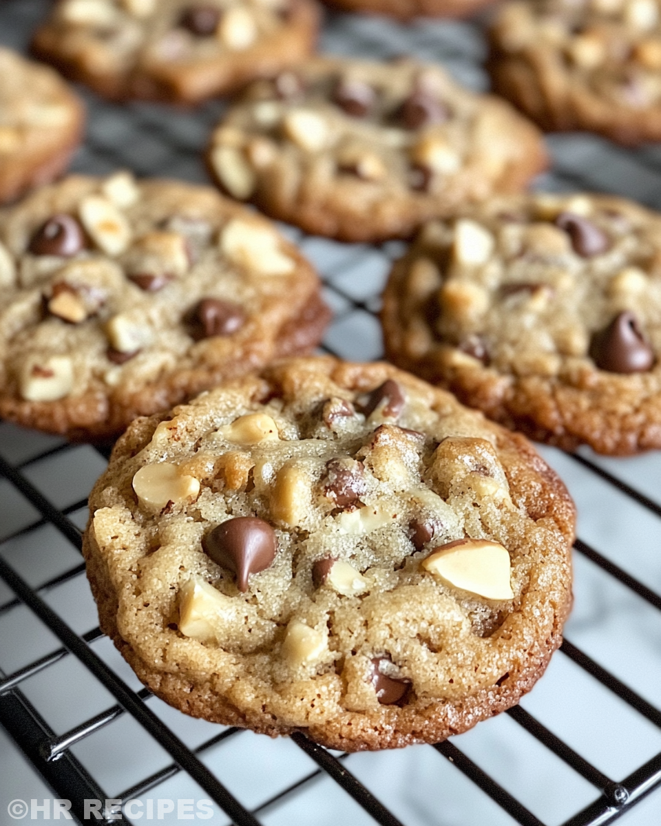 Serving of thick chewy chocolate chip walnut cookies with sea salt sprinkle