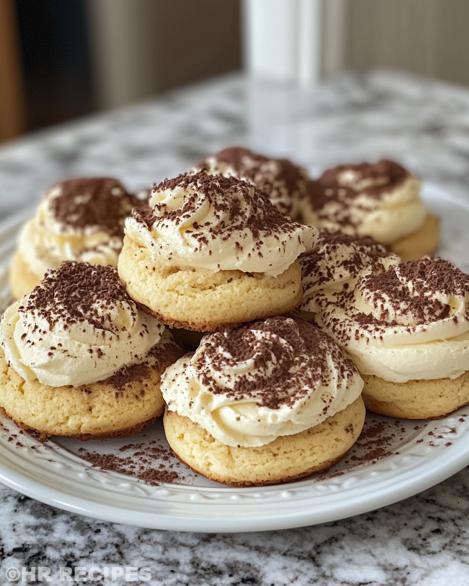 Close-up of tiramisu cookies with espresso aroma