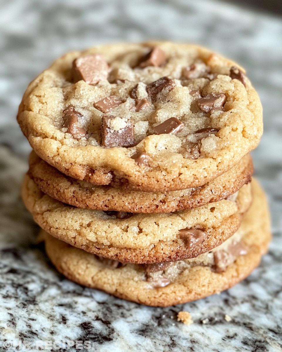 Close up of browned butter toffee chocolate chip cookies just out of pressure cooker
