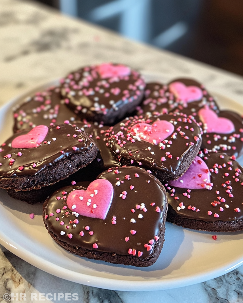 Filling mini heart-shaped cake pans with rich chocolate batter