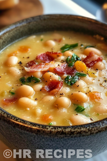 White Bean Soup With Bacon taken with iphone 15 pro max --iw 2 --ar 4:5 --v 6.1 --raw