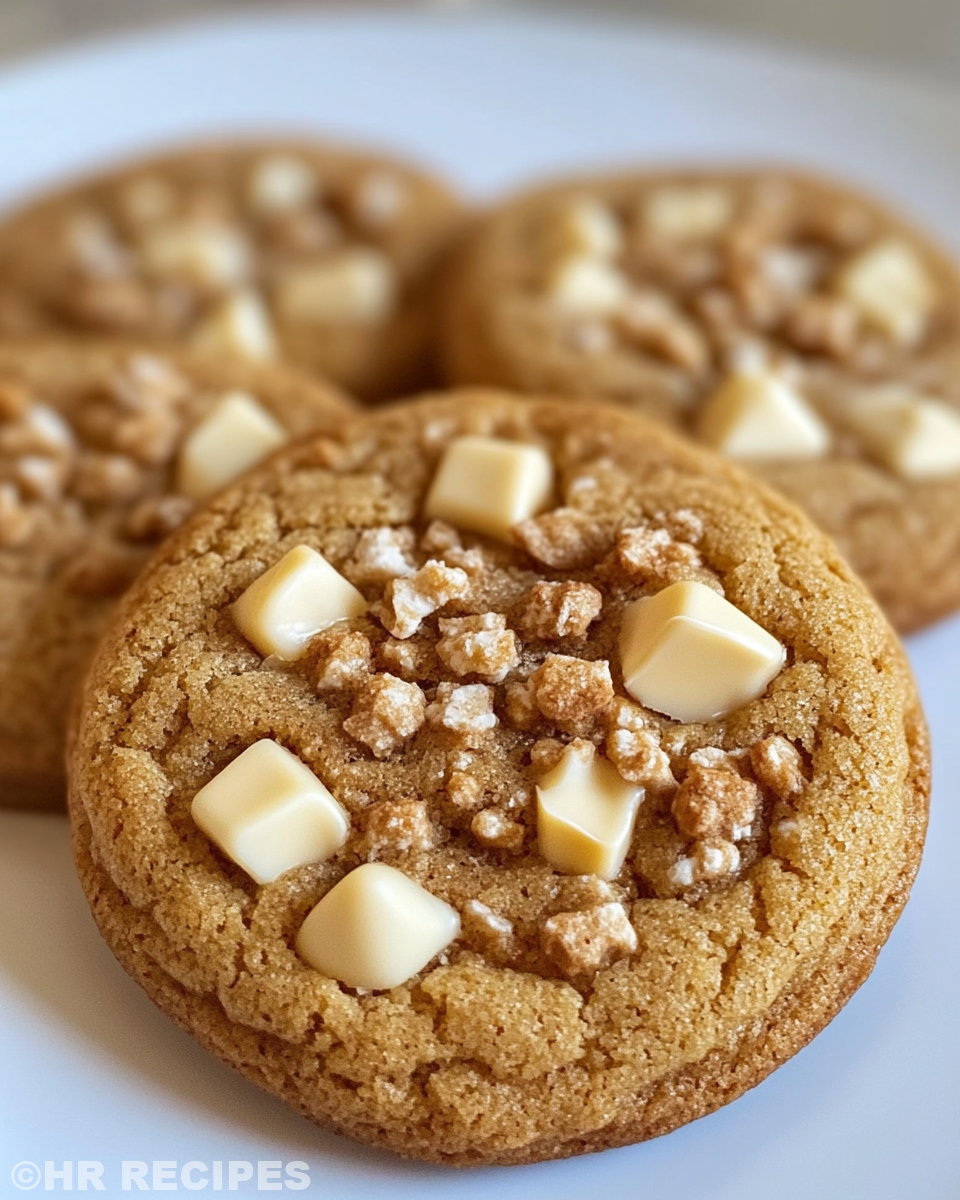 White chocolate chips and crushed Biscoff cookies ready to fold into cookie dough