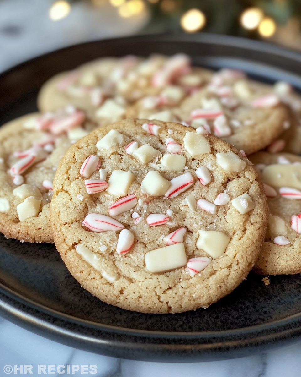 Folding white chocolate and crushed peppermint candy into cookie dough