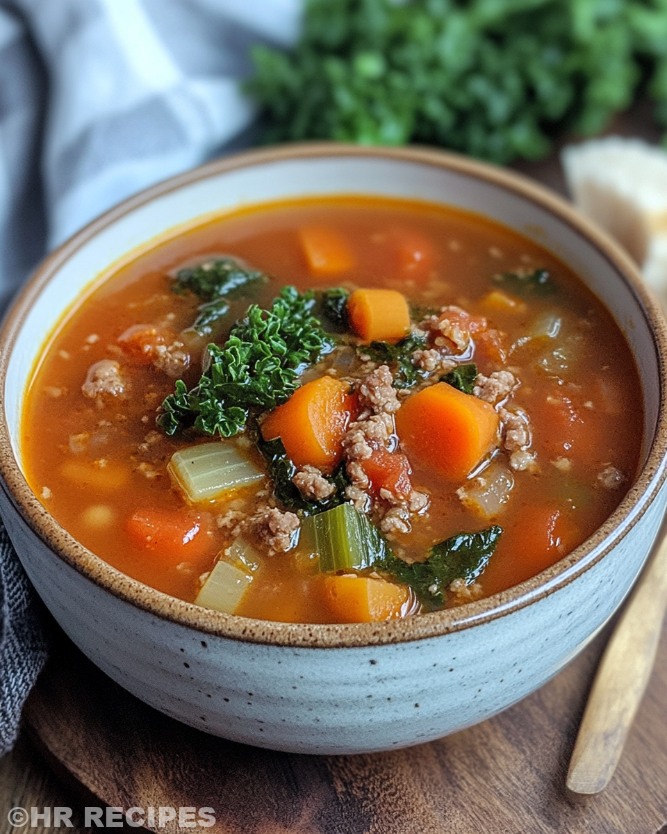 Fresh ingredients for winter soup laid out on kitchen counter