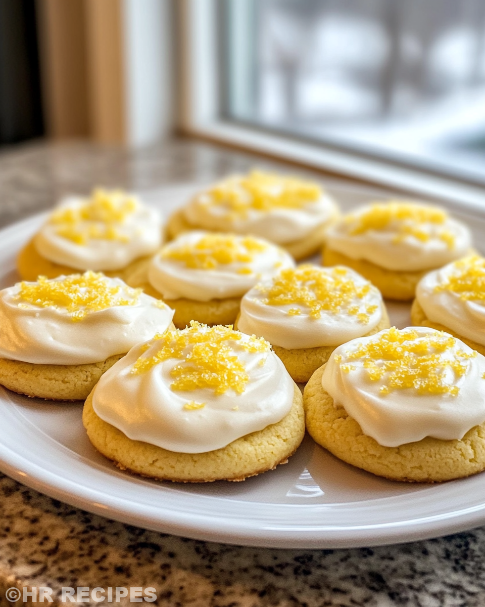 Freshly frosted lemon sugar cookies served ready